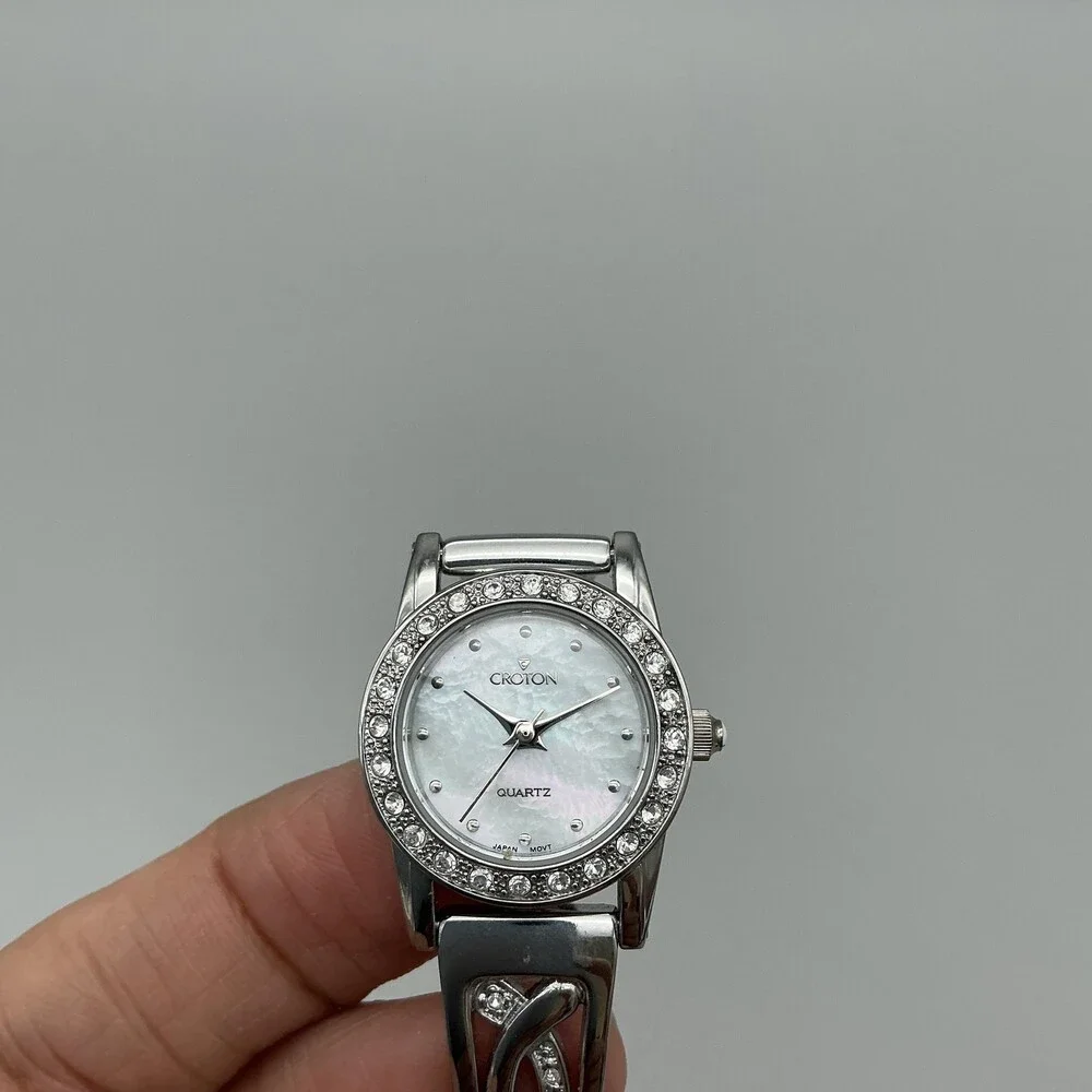 Croton Womens Watch 22mm MOP Silver Tone Crystal Bracelet CN207173 5.75